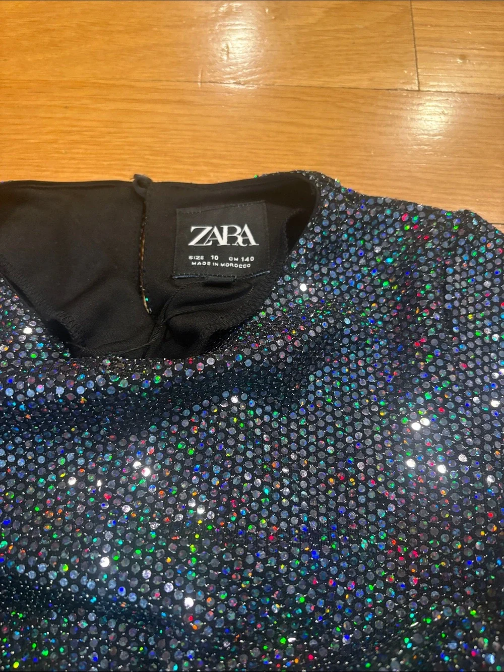 Zara Navy Sequin Long-Sleeve Party Dress